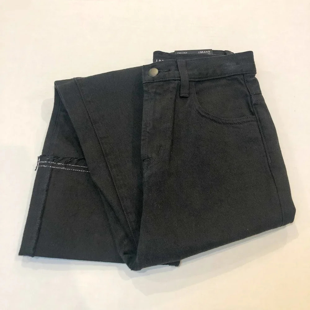 NEW JBRAND Joan Crop Super High-Rise Wide Straight Black Denim Jeans Women's 24 - Picture 10 of 10